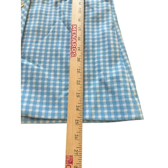 Vintage 1970s ZIO by Youngja Blue Gingham Short Sleeve Button Shirt Top Sz 9/10 - Picture 6 of 7